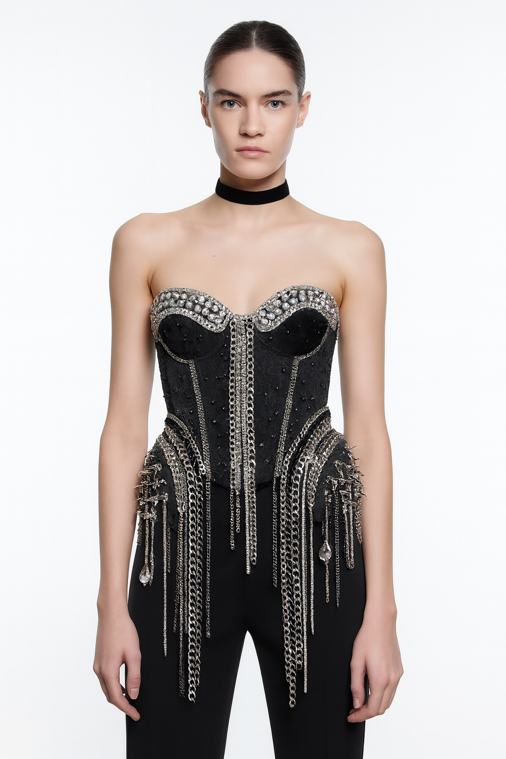 Black Embellished Corset Top