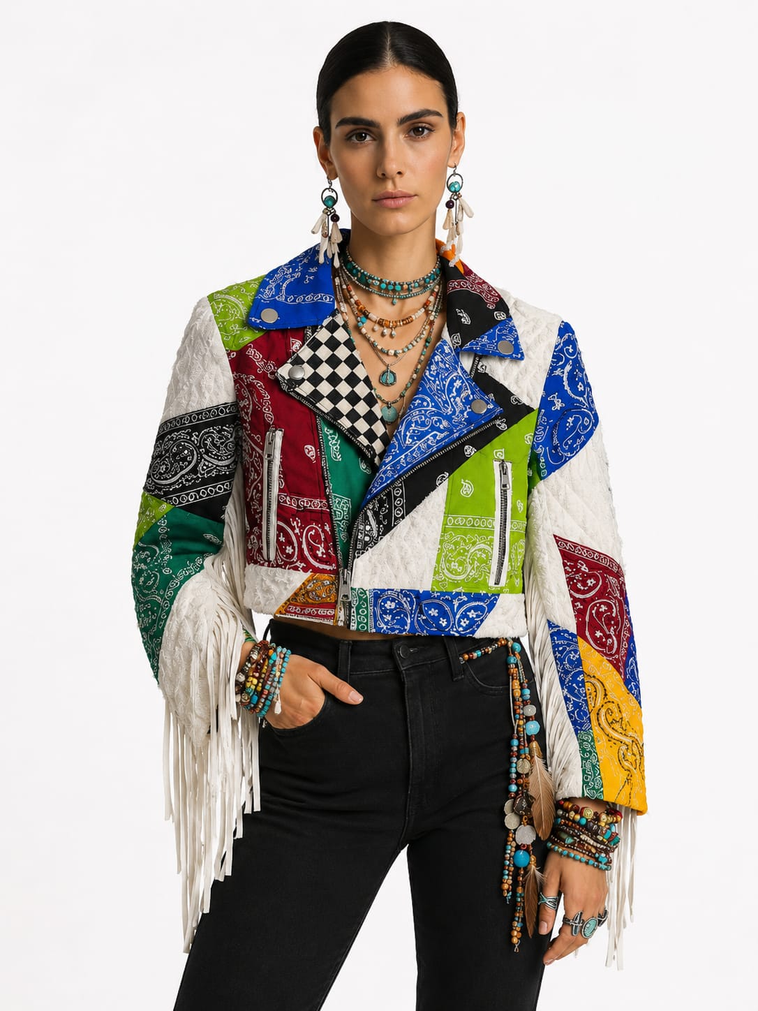 Mix bandana tassel biker
