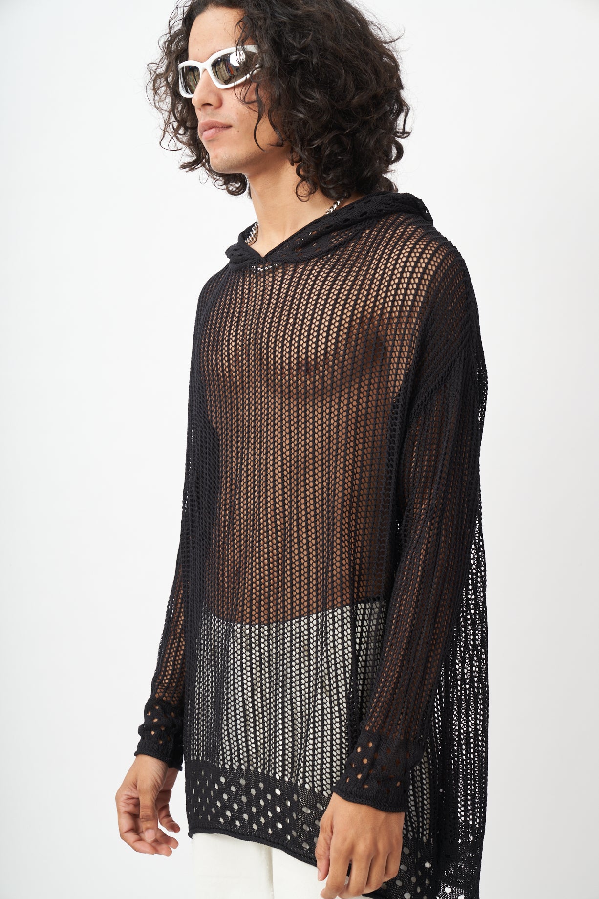 Sheer Knit Mesh Hoodie