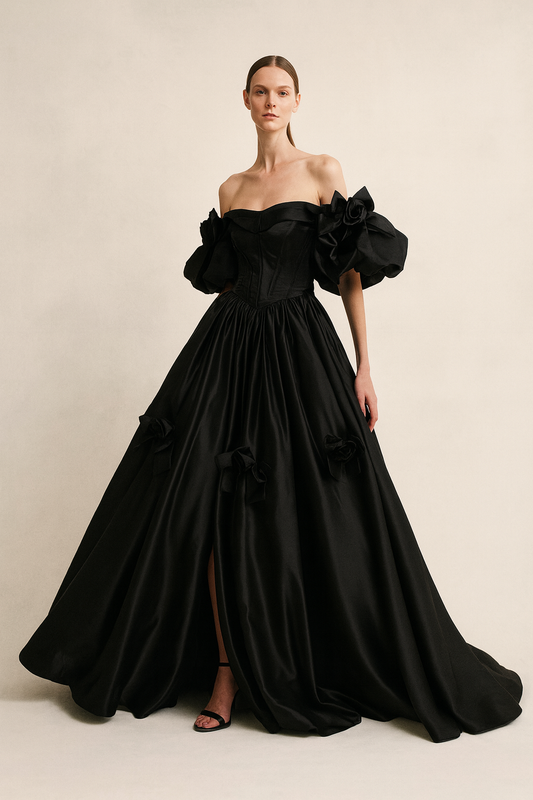 Noir Romance Off-Shoulder Gown