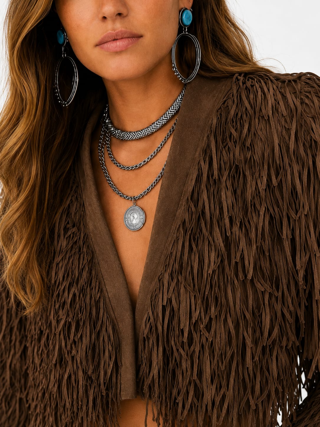 Mocha Fringe Crop Jacket