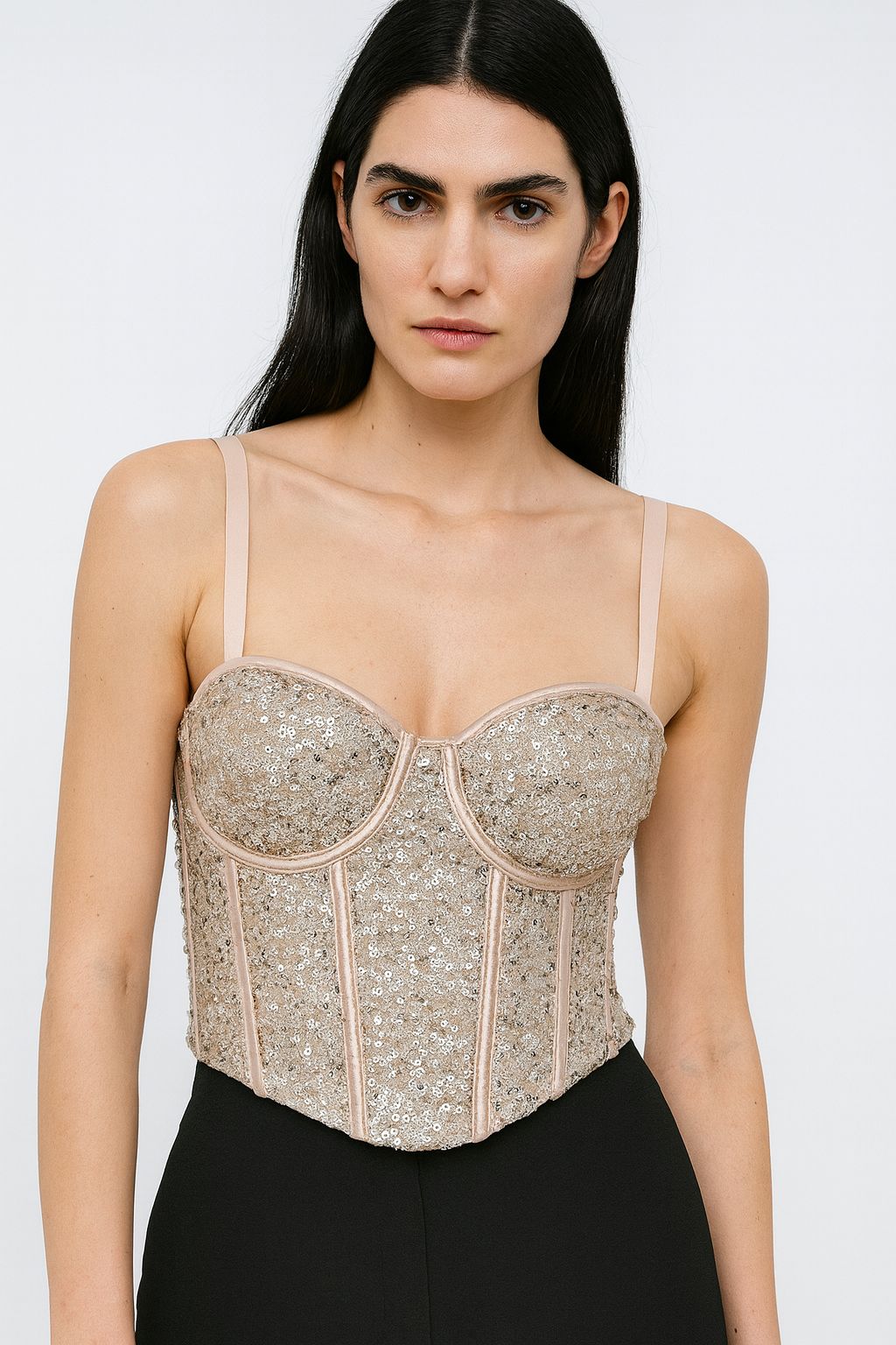 Champagne Sequin Corset Top