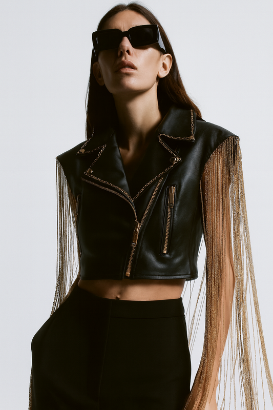 Gold chain denim jacket