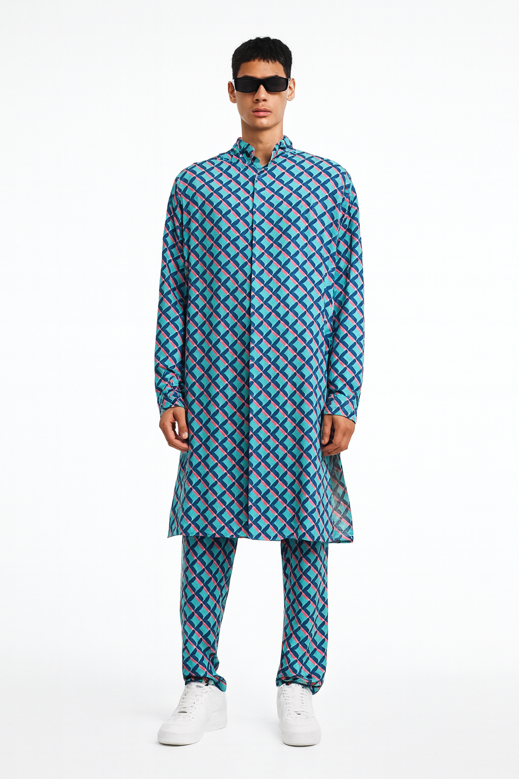 Turquoise Graphic Print Kurta Set