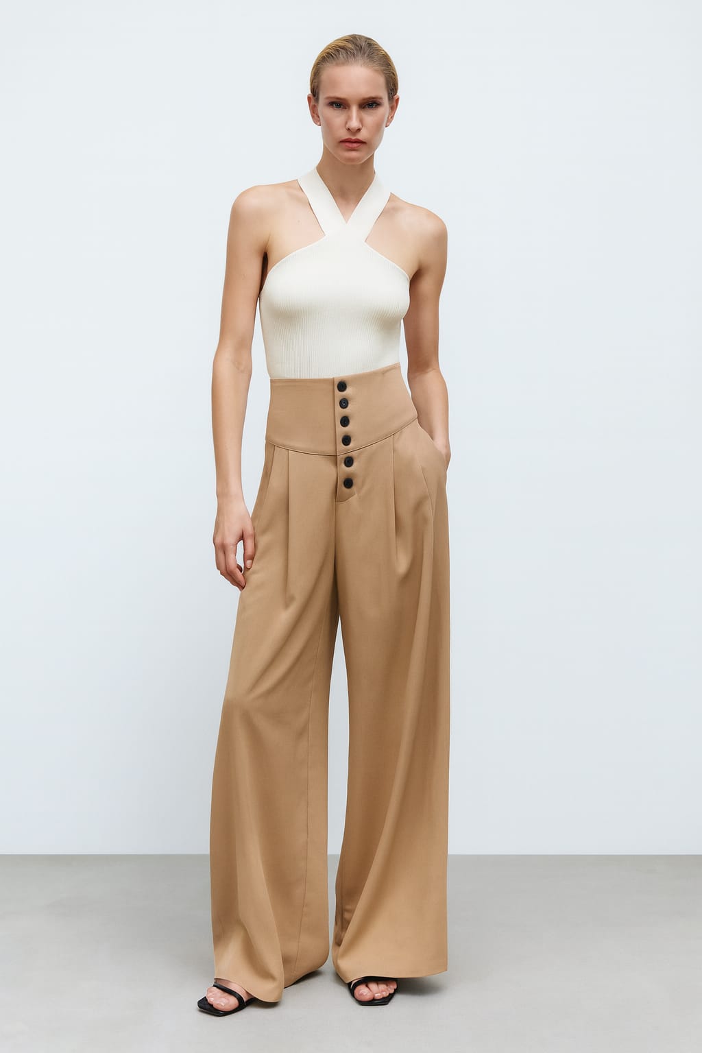 High-Waist Wide-Leg Trousers