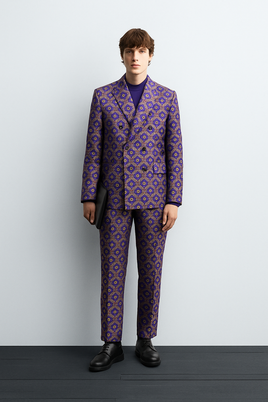 Purple Brocade Pattern Suit