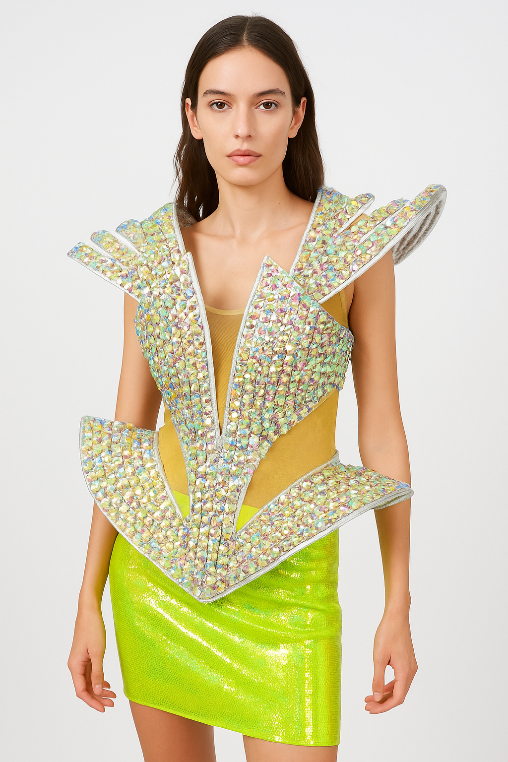 Crystal-Embellished Futuristic Corset