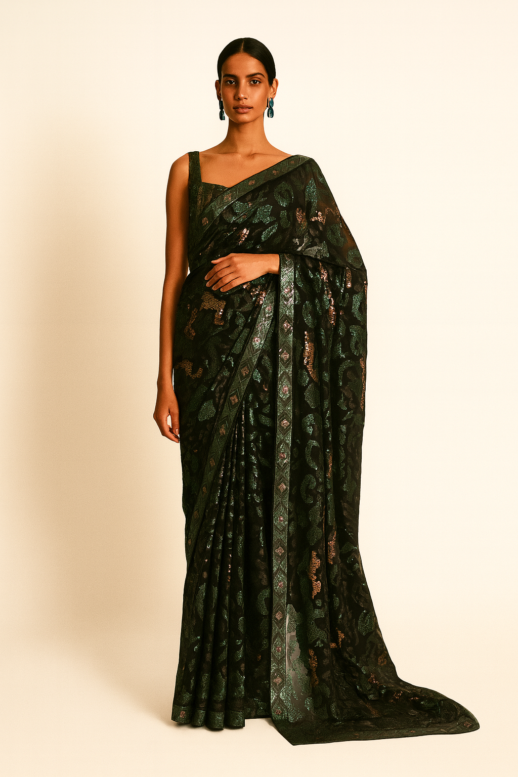 Emerald Panther Saree