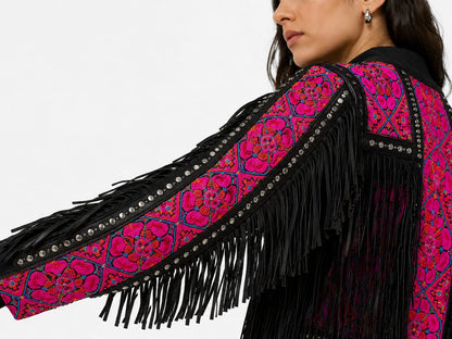 Pink black boho jacket