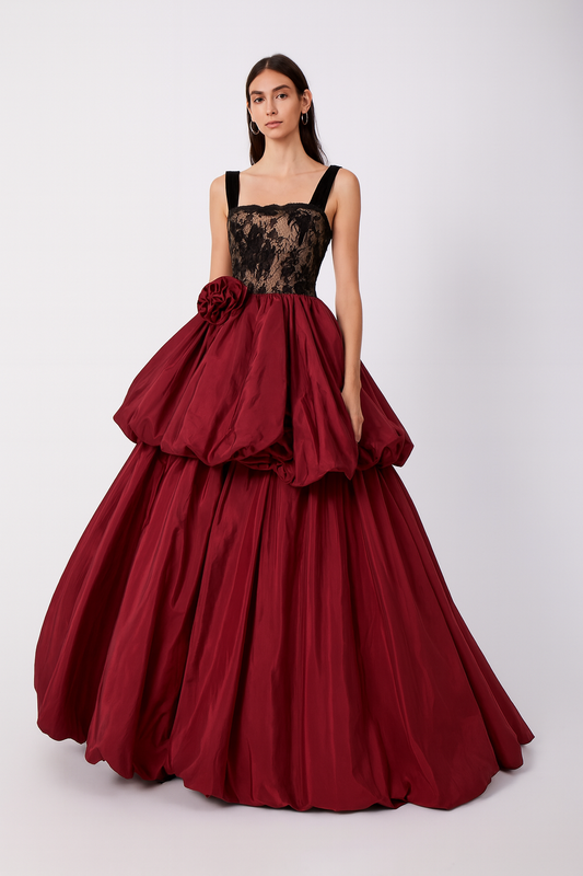 Crimson Lace Ball Gown