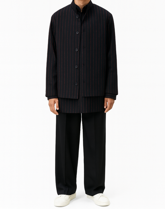 Black Pinstripe Indo-Western Set
