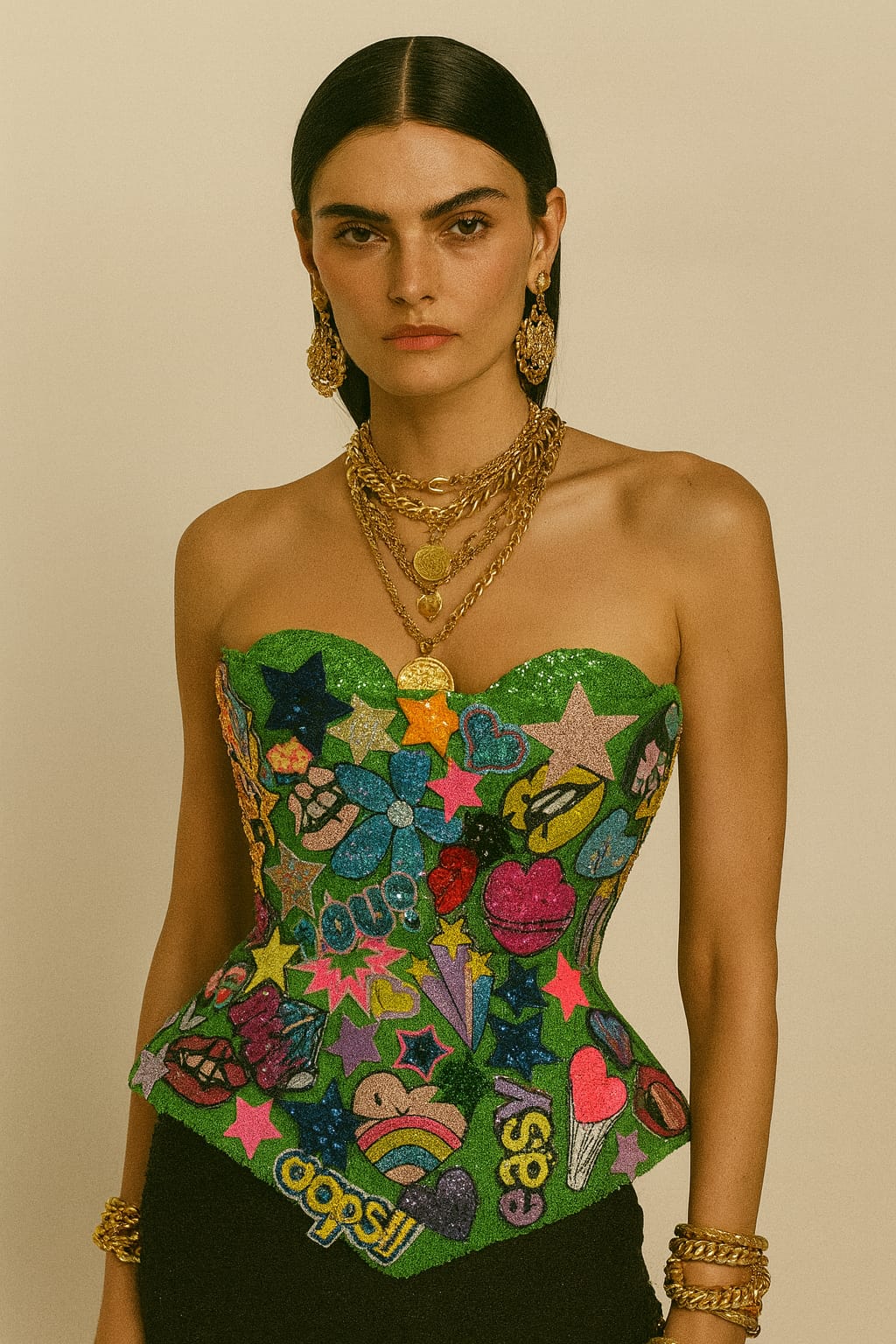 Embellished Pop Art Corset Top