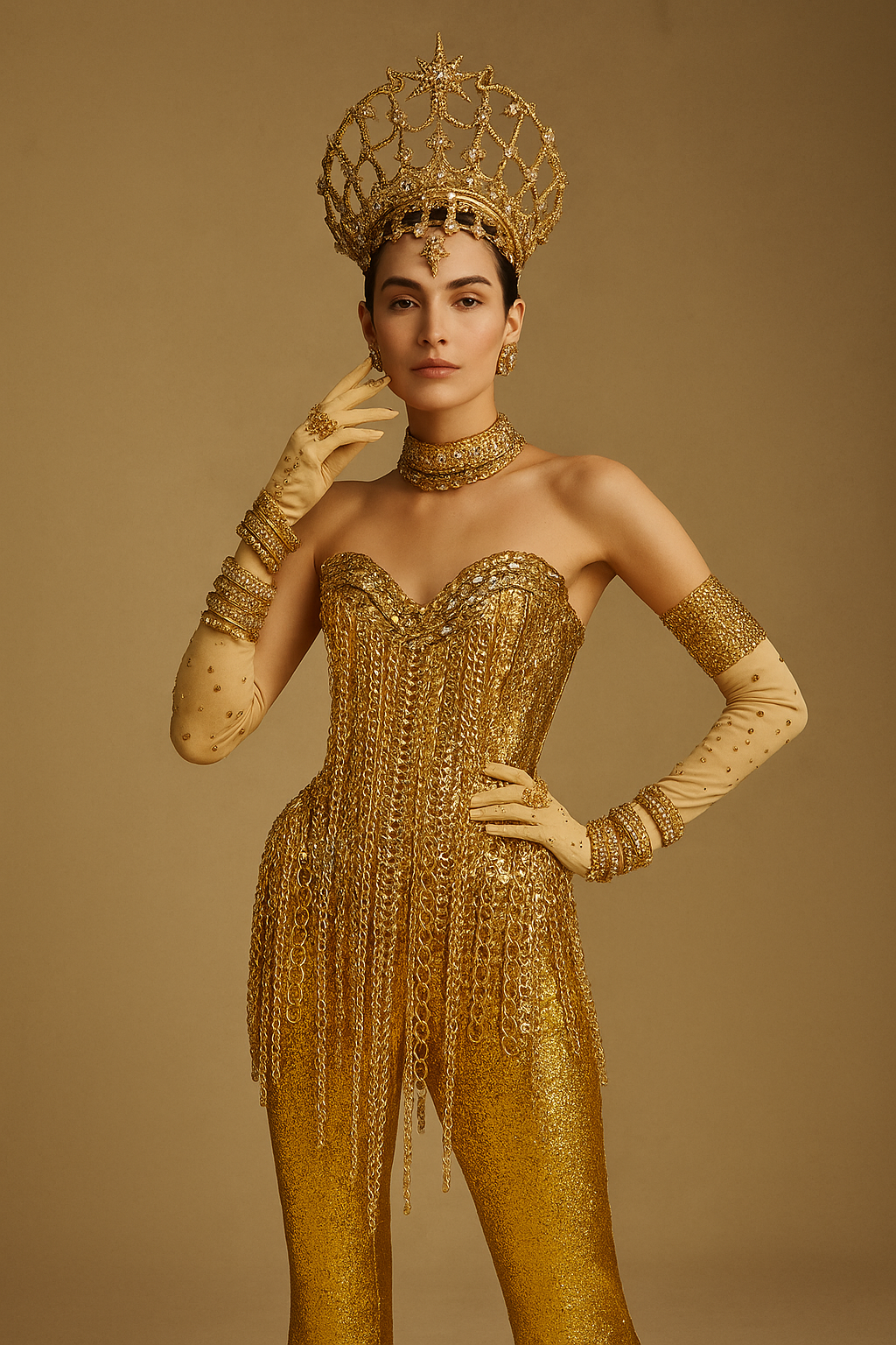 Gold Embellished chain corset