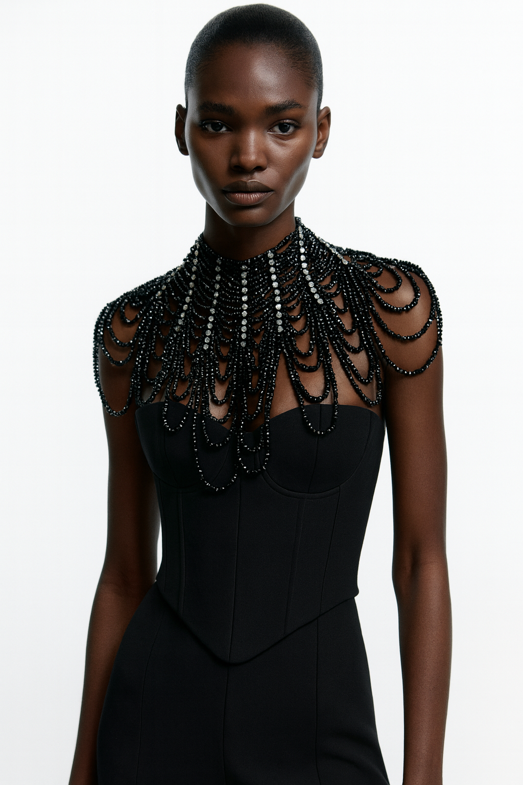 Noir Crystal Drape Necklace