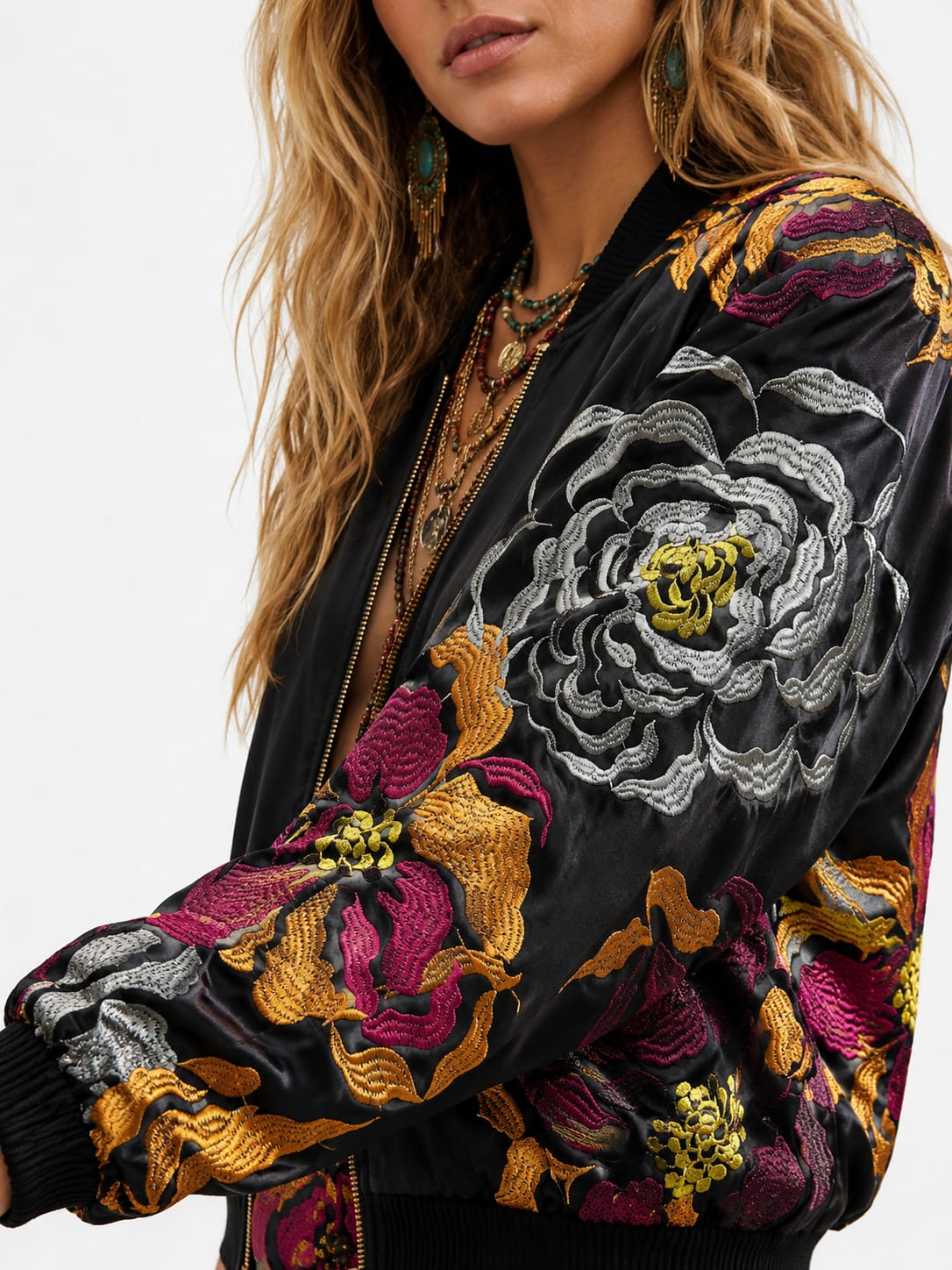 Floral Boho Bomber Jacket