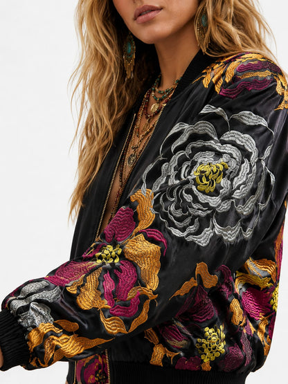 Floral Boho Bomber Jacket