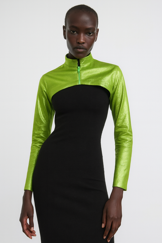 Green metallic sleeves