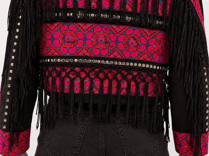 Pink black boho jacket