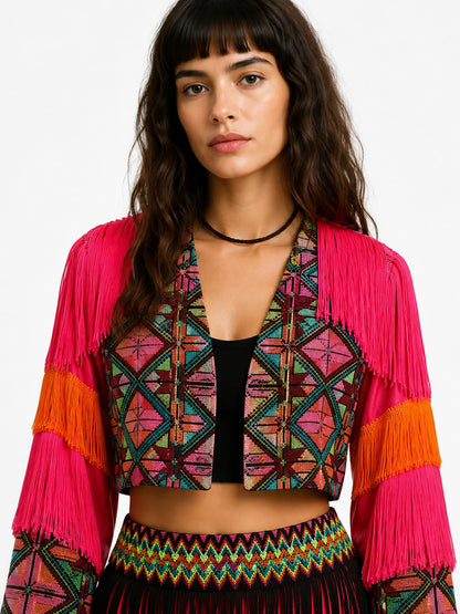 Pink orange boho jacket