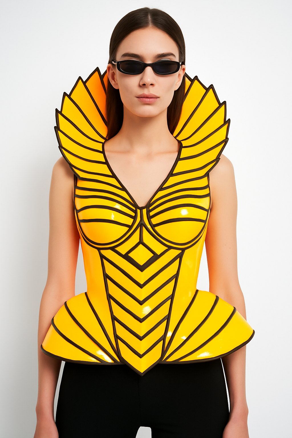 Orange Futuristic Structured Corset