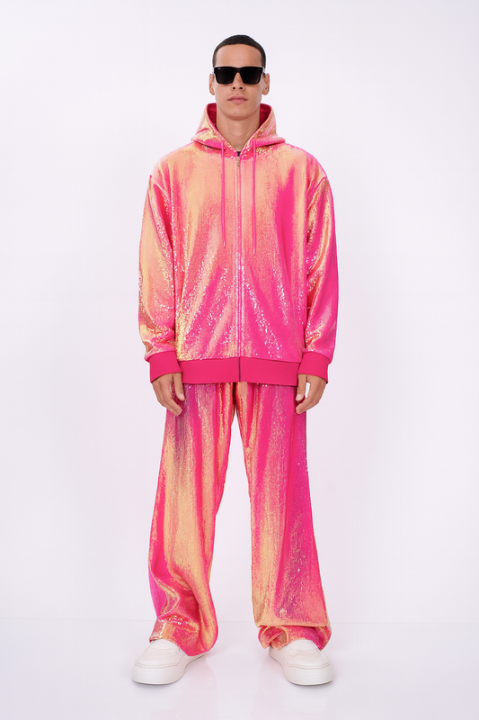 Iridescent Pink & Gold Sequin Streetwear Coordset