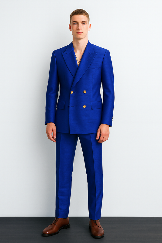 Royal Blue Double-Breasted Suit Set