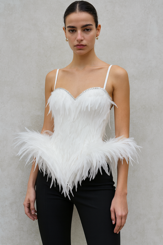 White Feather Corset Top