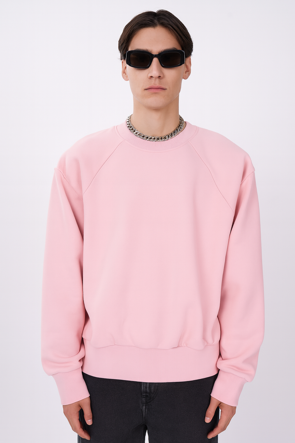 Soft Pink Minimalist Crewneck Jumper