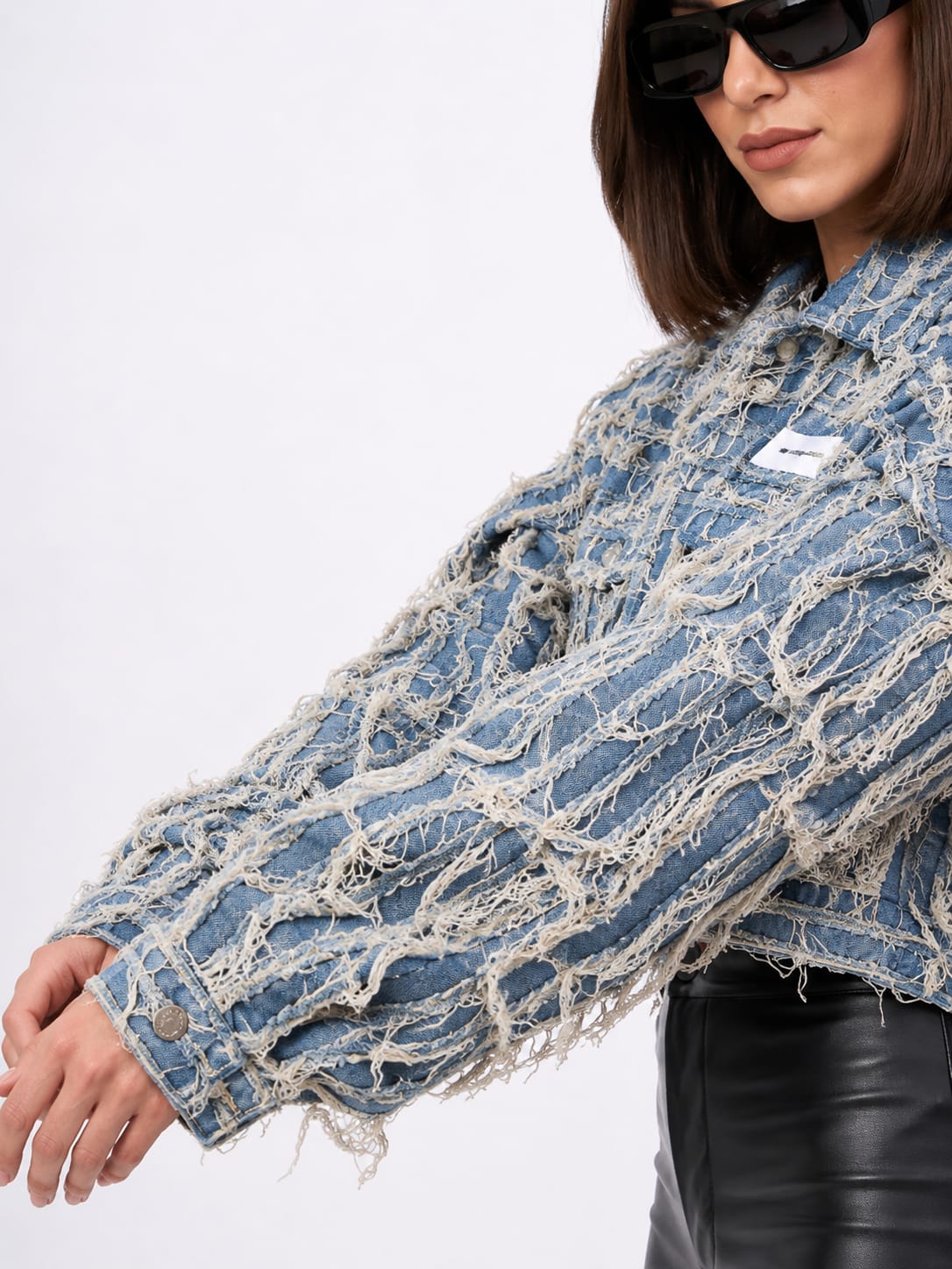 Ripped fringe oversize shirt