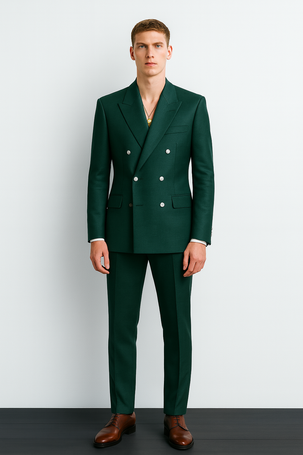 Emerald Green Double-Breasted Suit Set
