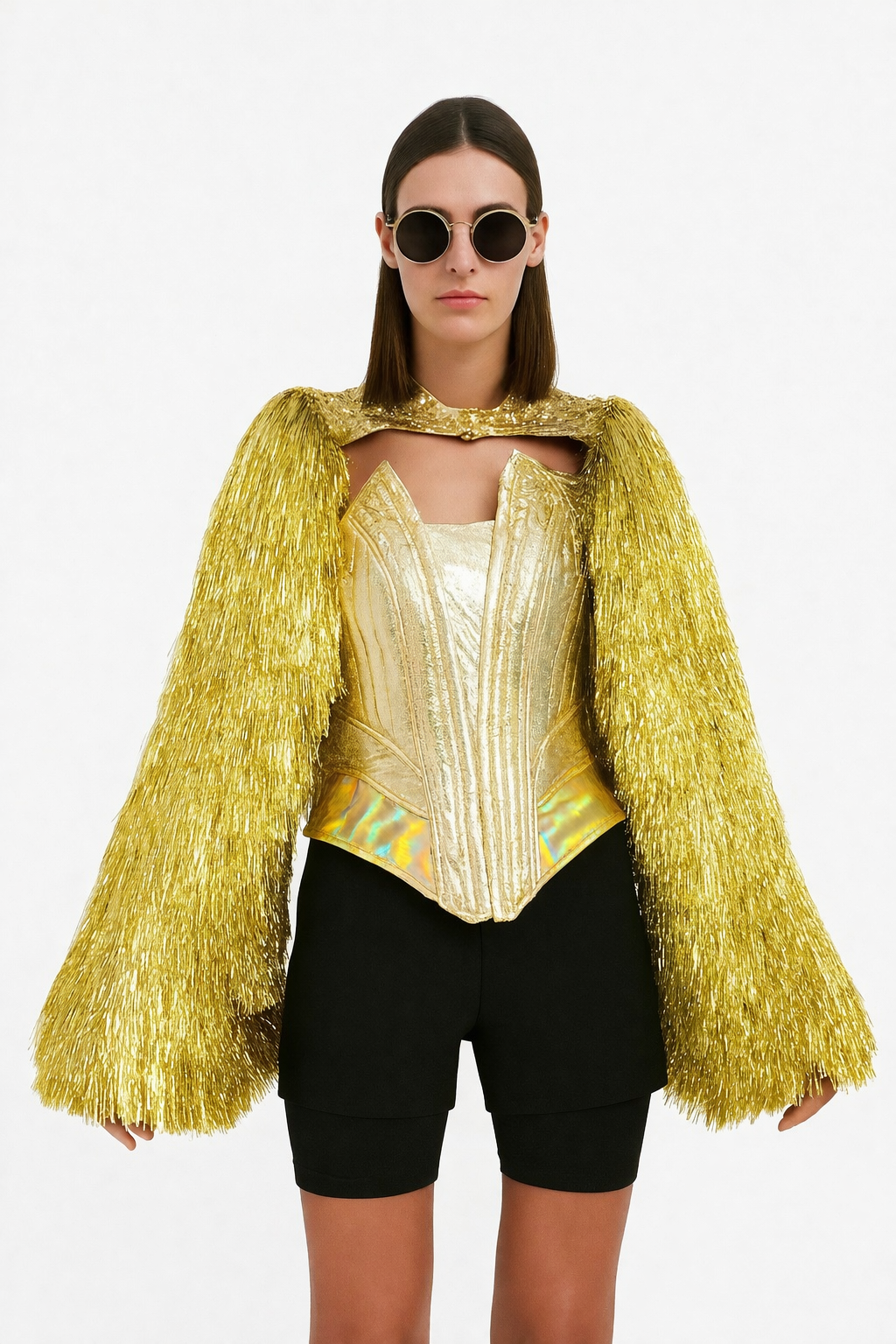 Gold fringe bling sleeves