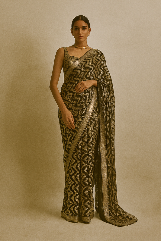 Bronze Noir Metallic Saree