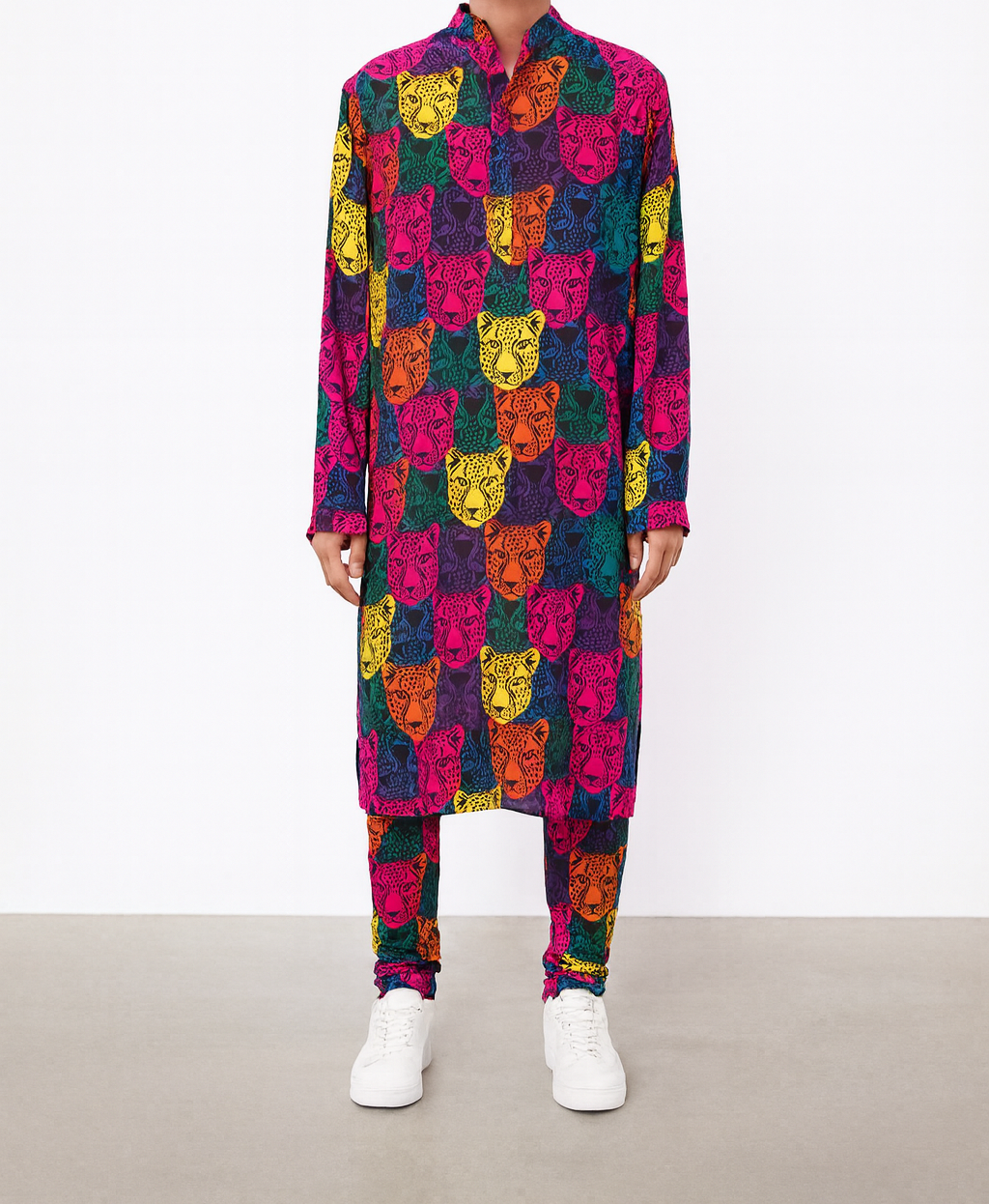Multicolour Pop-Art Leopard Print Kurta