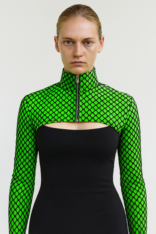 Green black mesh sleeves