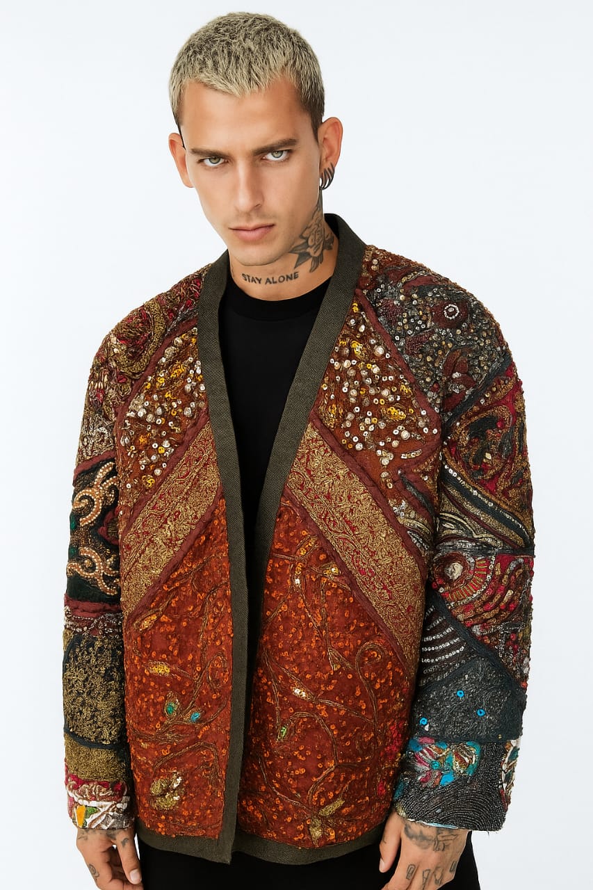 Handcrafted Vintage Patchwork Embellished Jacket