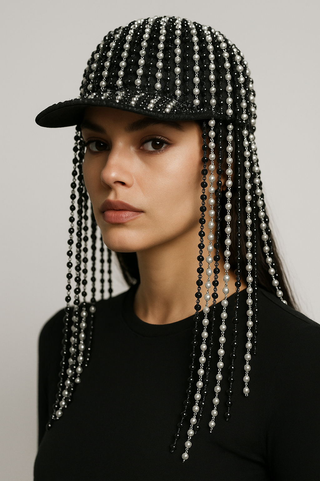 Pearl Cascade Embellished Cap