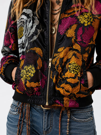 Floral Boho Bomber Jacket
