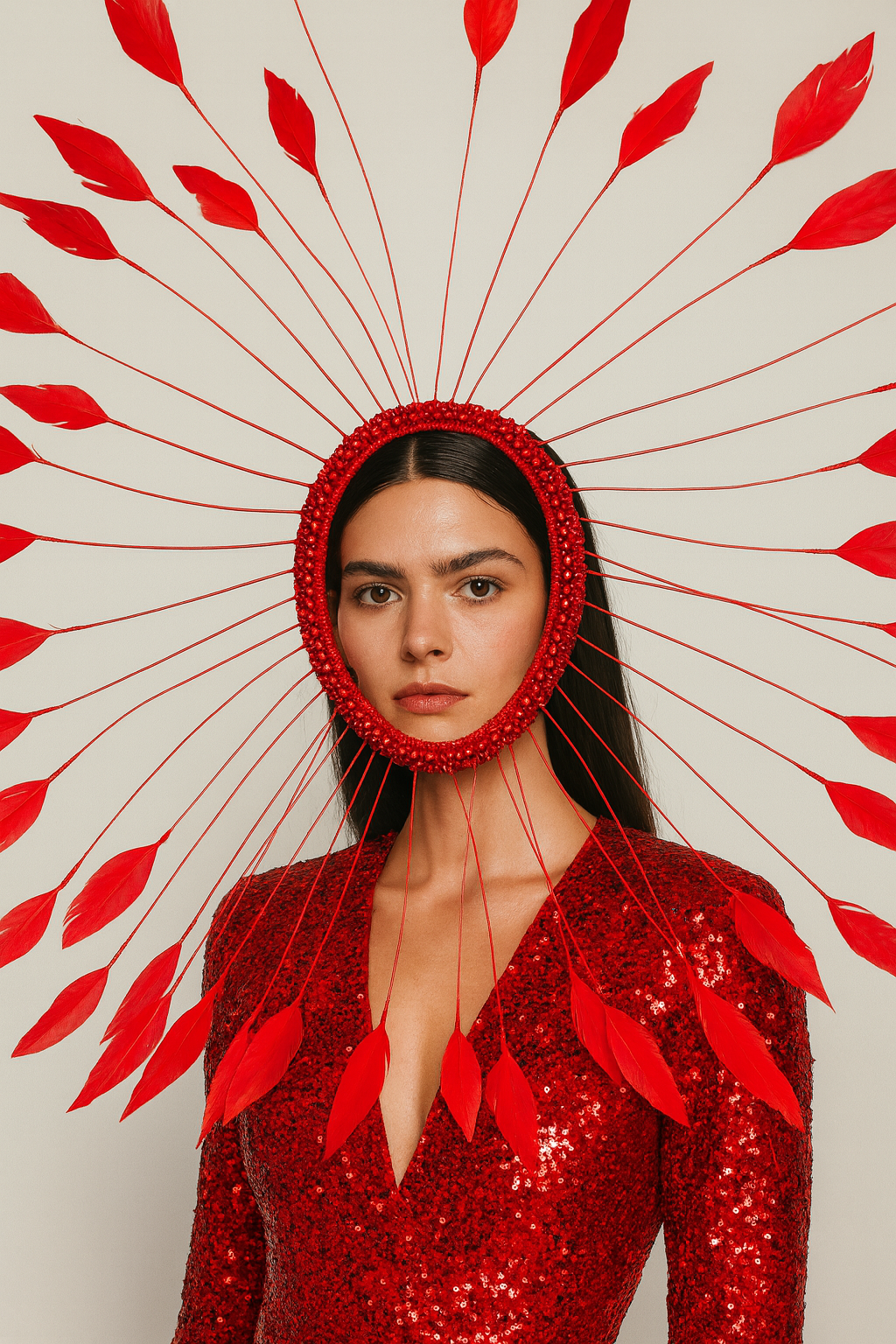 Radiant Scarlet Halo Headpiece