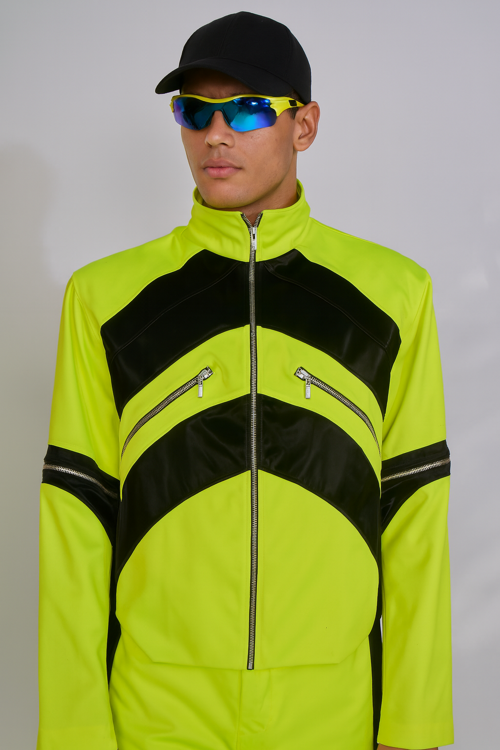 Neon Yellow & Black Tech Panel Jacket