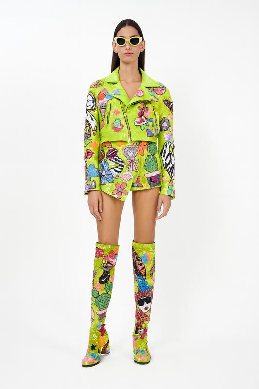 Neon Graffiti Sequin Skirt Set
