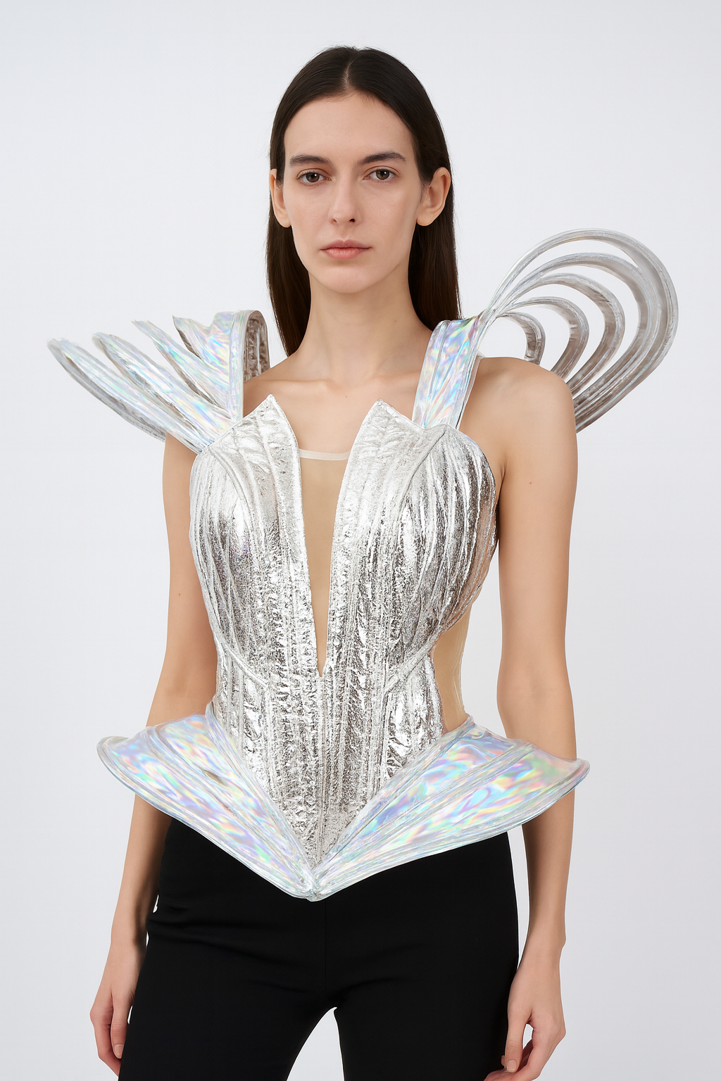 Silver Sculpted Iridescent Corset