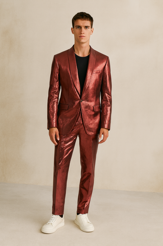 Metallic Burgundy Statement Suit