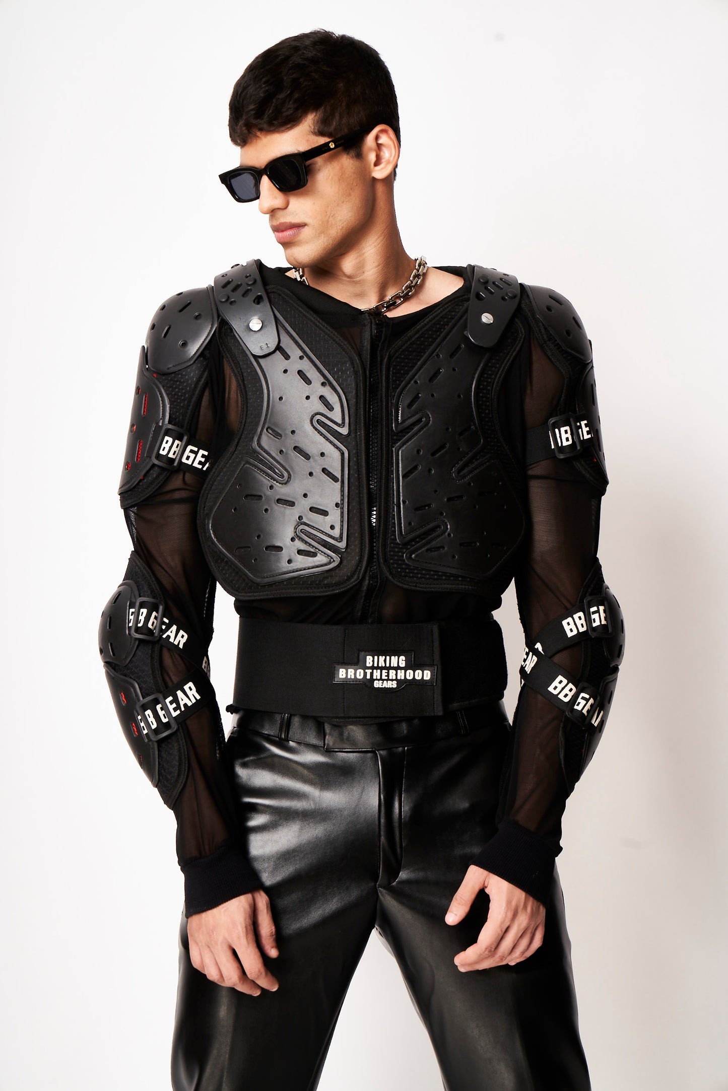 Black Armored Mesh Moto Jacket