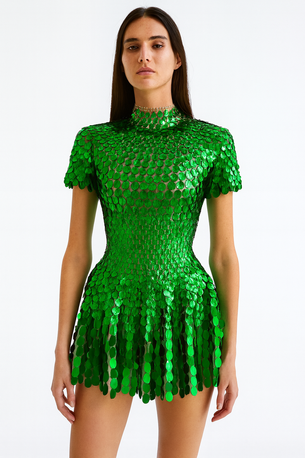 Emerald Green Sequin Mini Dress