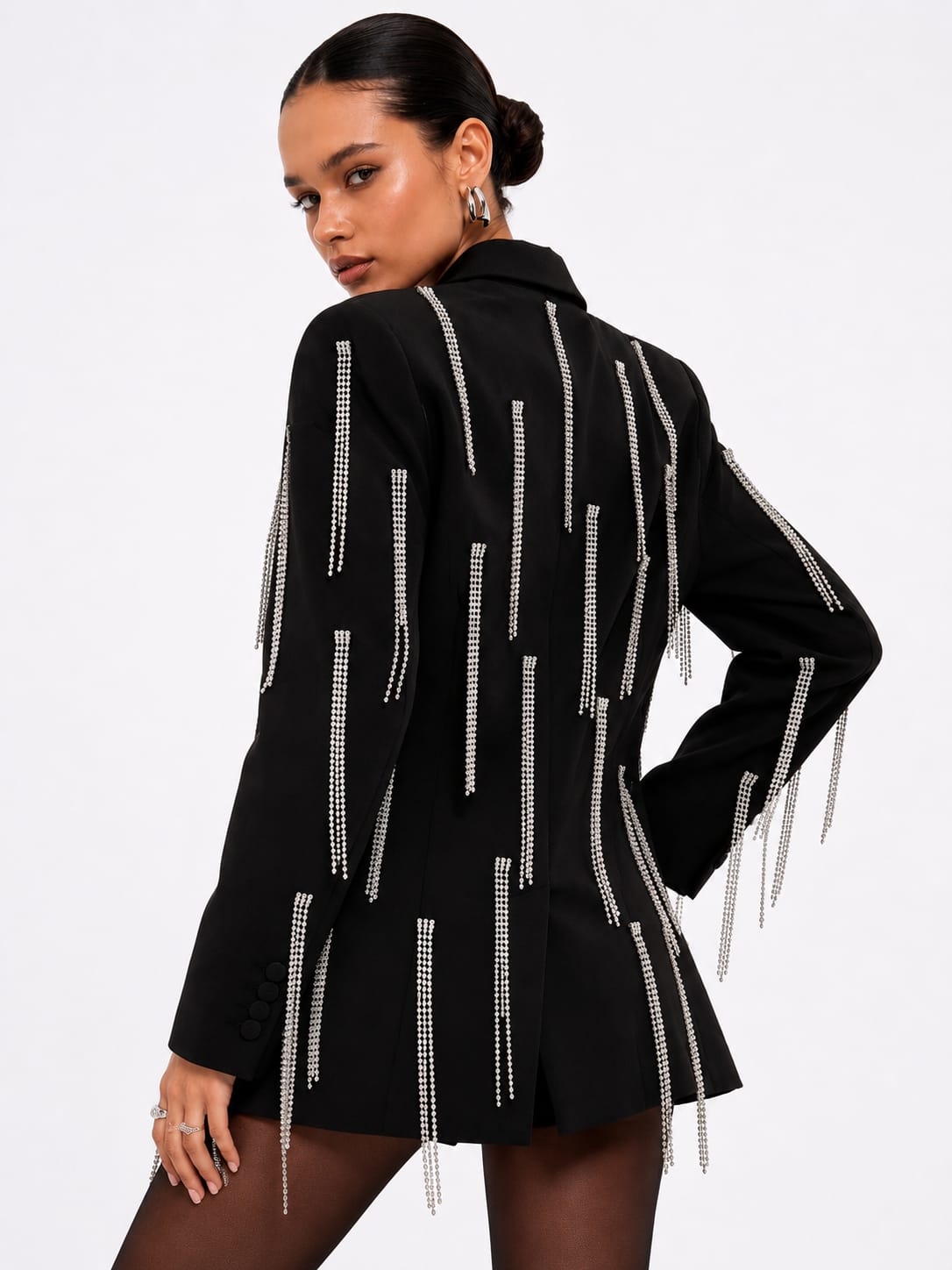 Crystal Fringe Tailored Blazer