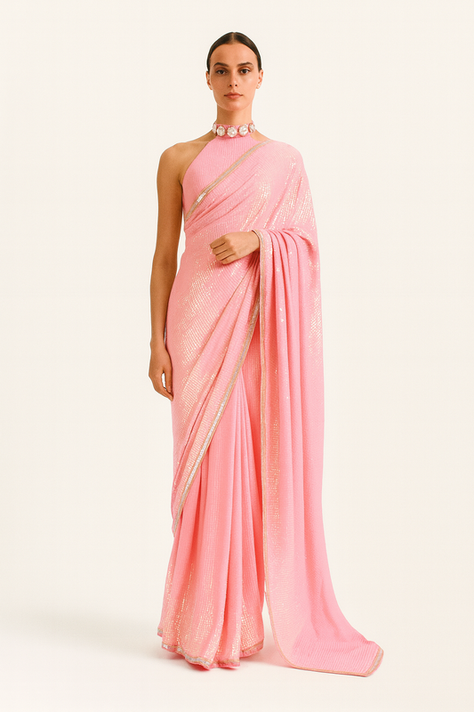 Blush Radiance Sequin Saree