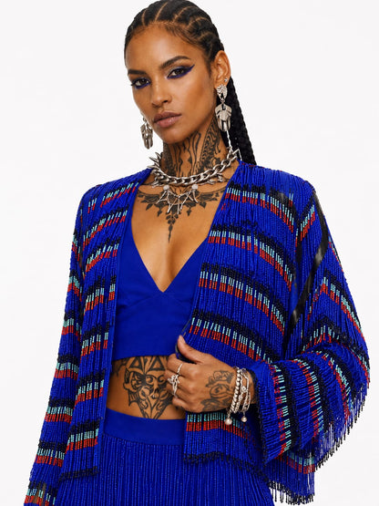Blue tassel boho jacket