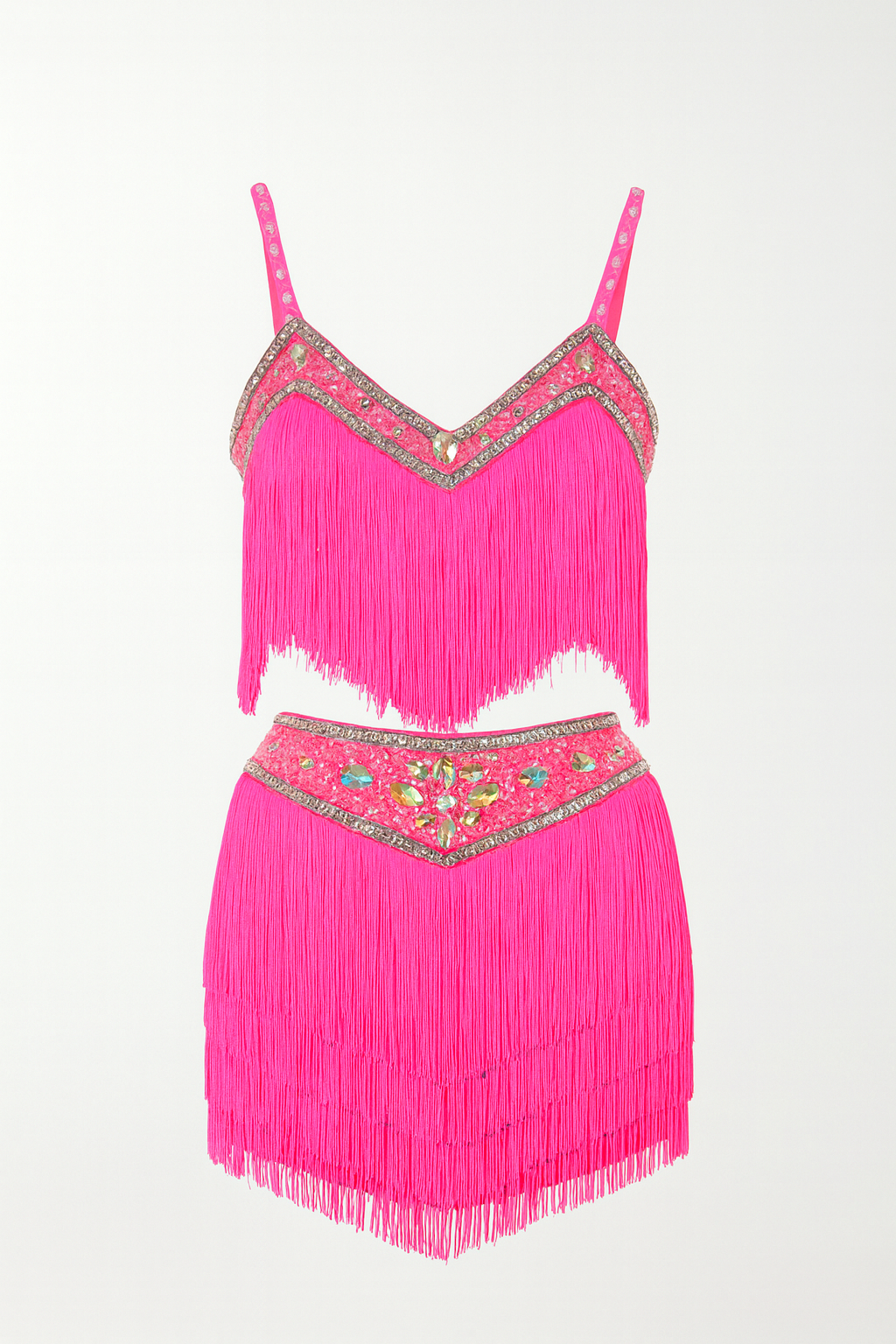 Hot Pink Crystal Fringe Set