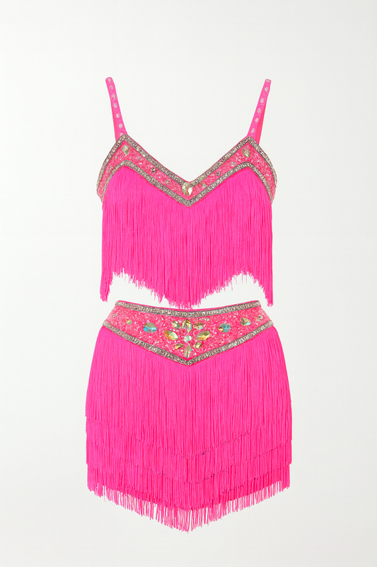 Hot Pink Crystal Fringe Set