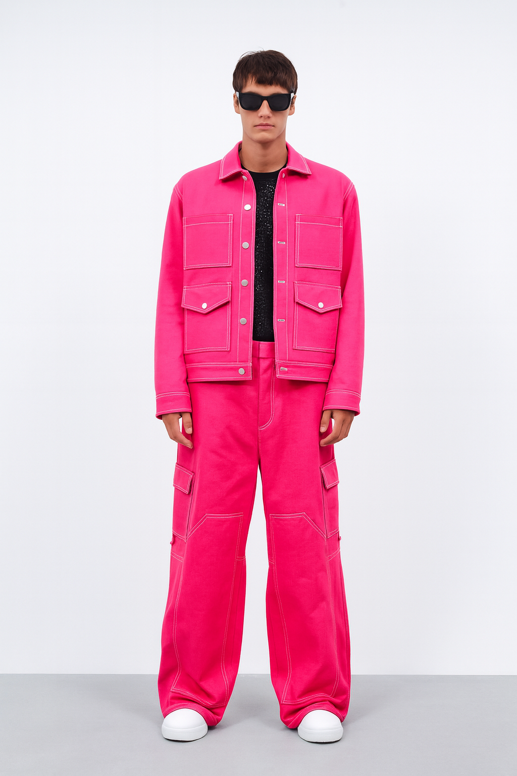 Hot Pink Utility Jacket & Wide-Leg Cargo Co-Ord Set